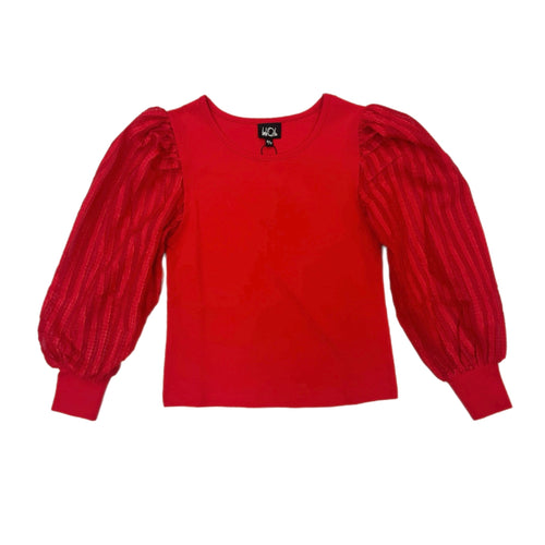 Little Olin Red Textured L/S Top