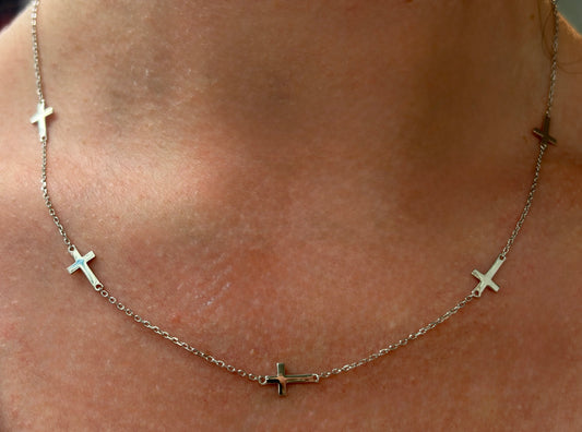 Multi-Cross Silver Necklace