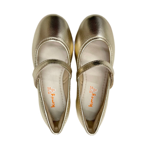 Kimey Gold Velcro Strap Ballet Flat