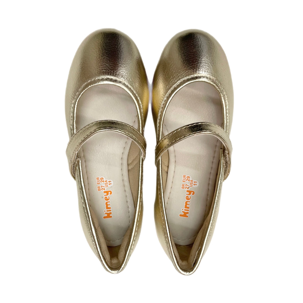 Kimey Gold Velcro Strap Ballet Flat