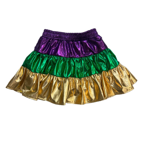 Belle Cher Mardi Gras Multi Metallic Skort