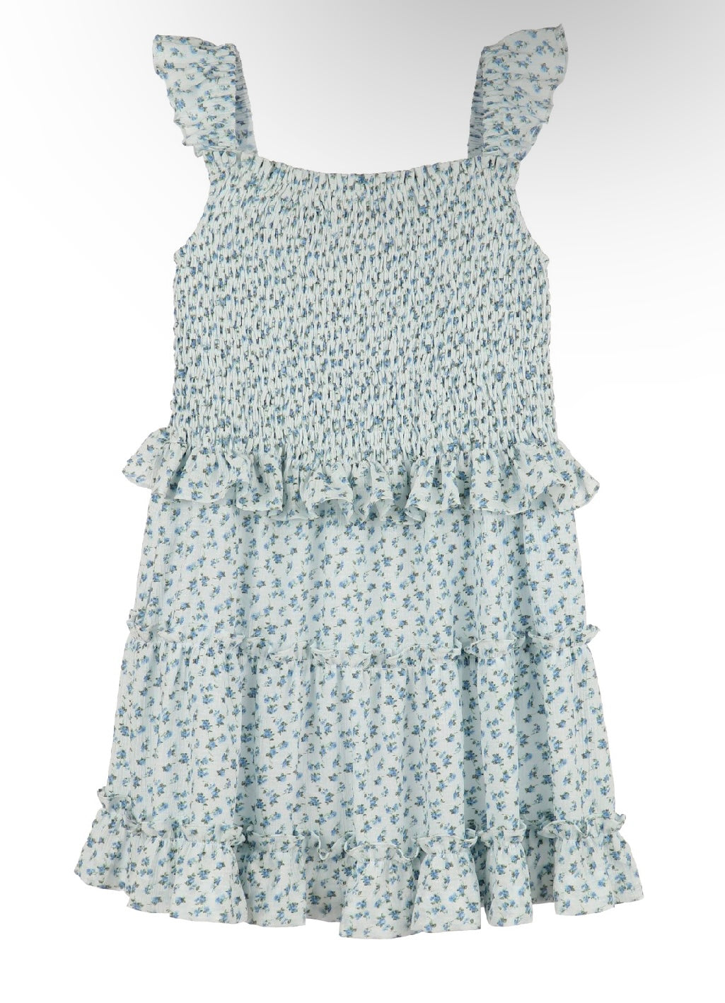 Gabby Kate Shirred Dress-Blue