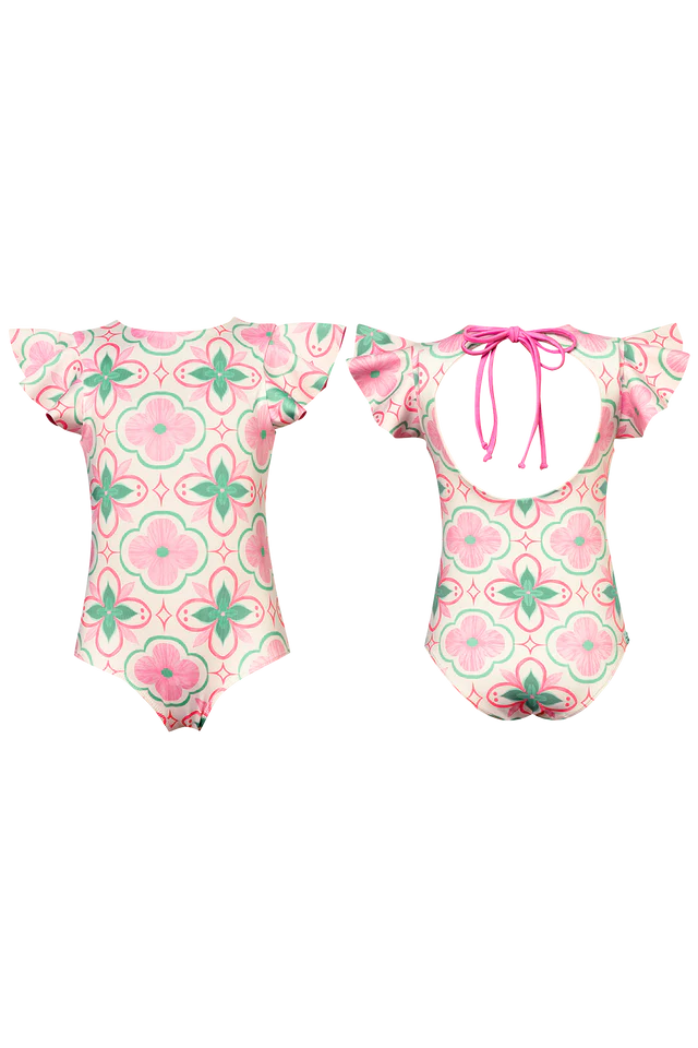 Pepita & Me Azulejo Pink/Green Print Swimsuit