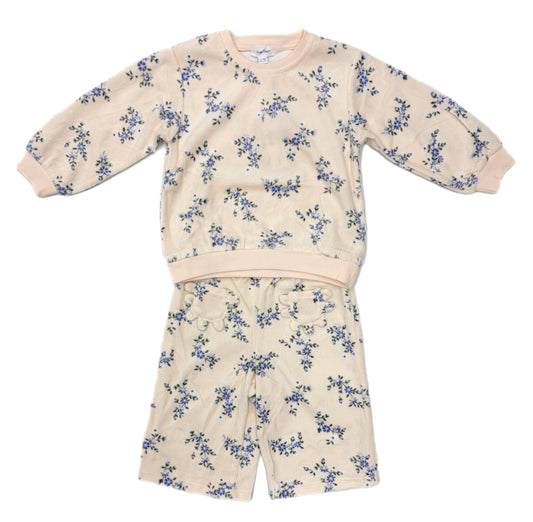 Angel Dear Floral Velour - Oversized Sweatshirt Pant Set