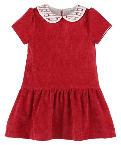 Luli & Me Randalls Collar Dropwaist-Red