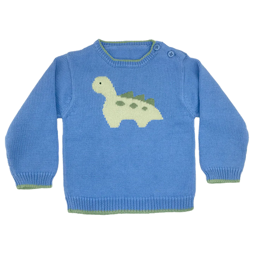 Petit Ami Blue Dino Sweater