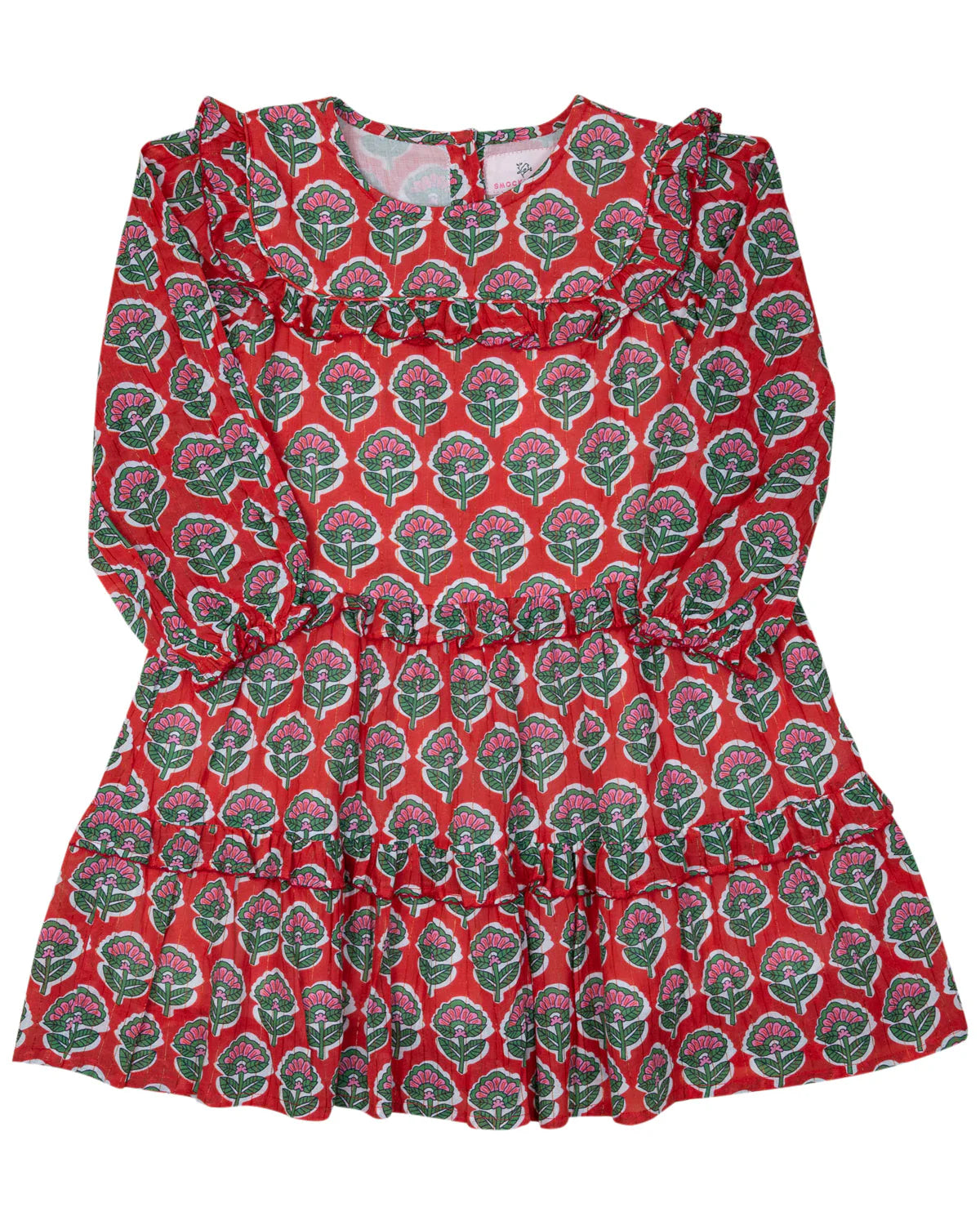 Smockingbird Christmas Floral Gold Luxe Dress
