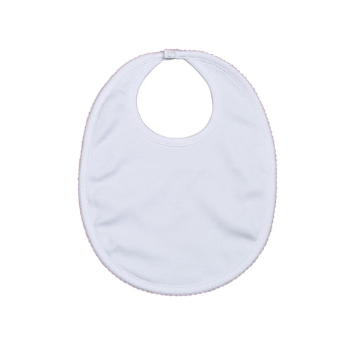 Baby Loren White Bib w/ Pink Picot Trim