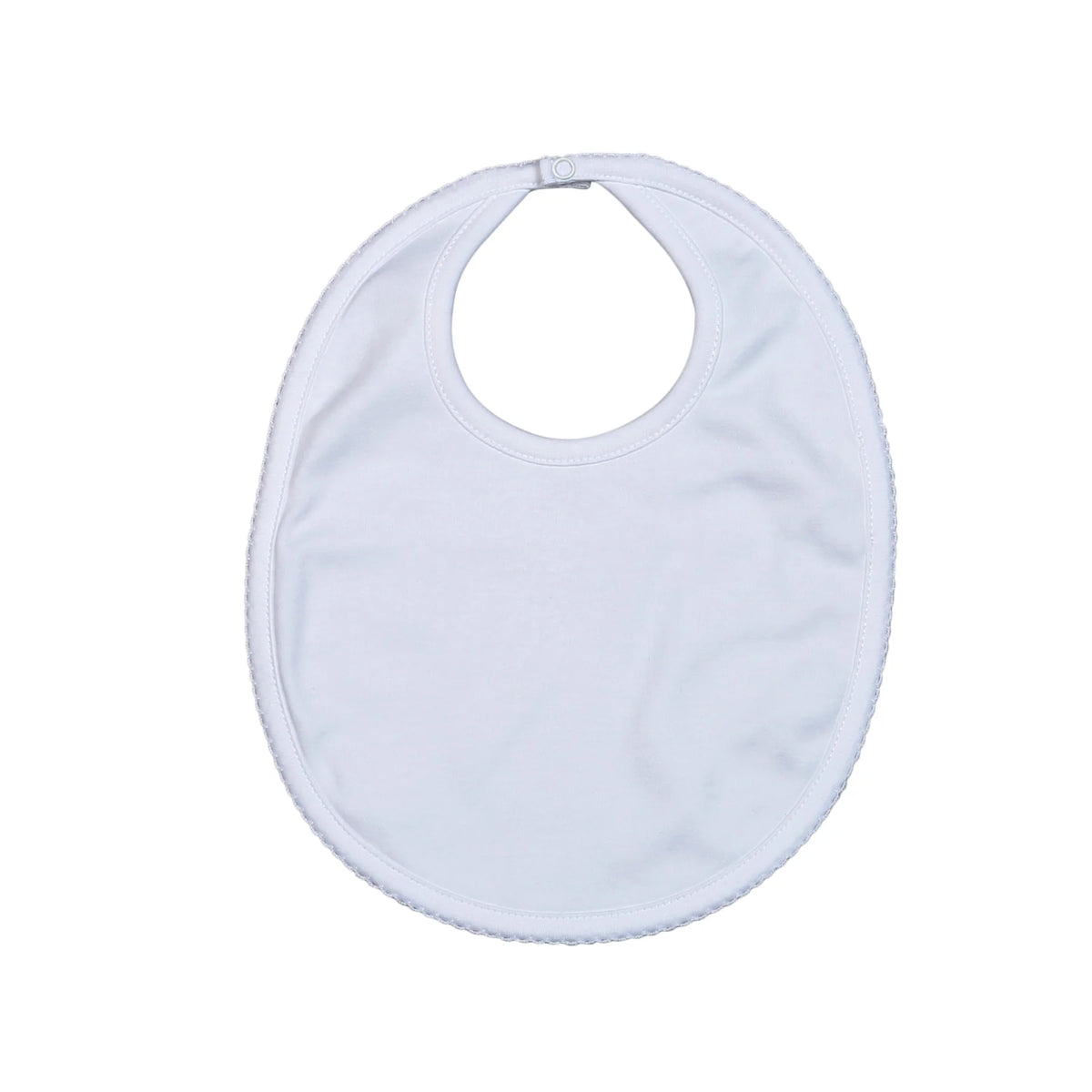 Baby Loren White Bib w/ White Picot Trim