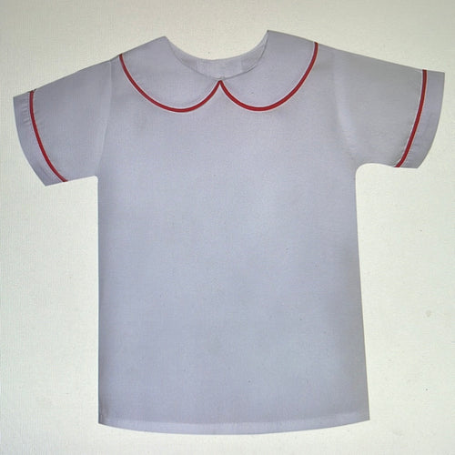 RN Boys Peterpan Collar Shirt w/ Red Piping