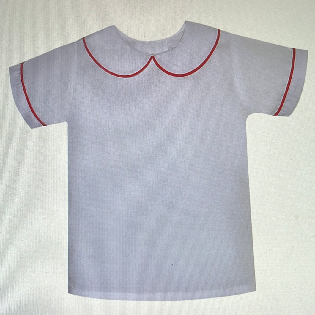 RN Boys Peterpan Collar Shirt w/ Red Piping