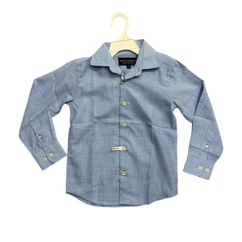 Leo & Zachary Blue Houndstooth Windowpane Dress Shirt