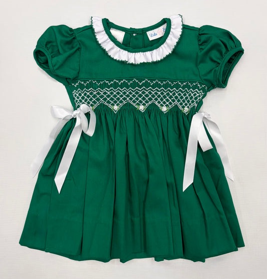 Lulu Bebe Cord Green Smocked Waist Dress