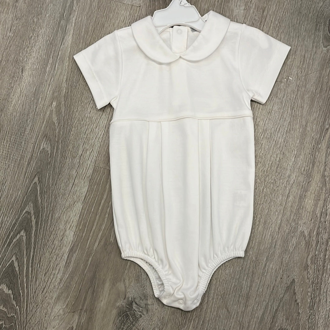 Baby Bliss White Boy Bubble w/ White Piping