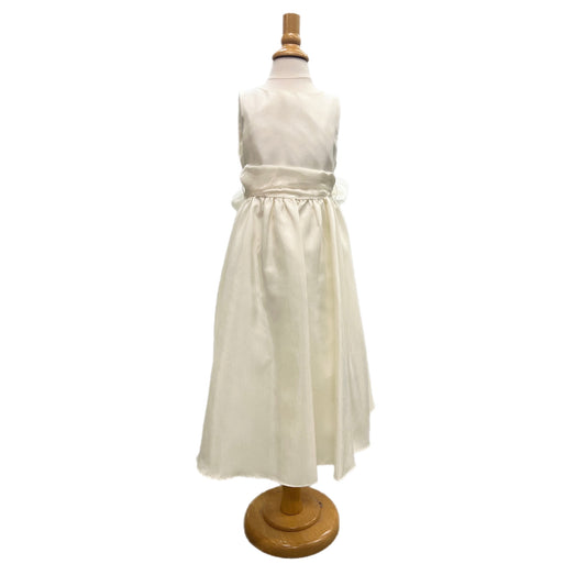 Kid's Dream Poly Silk Sleeveless Dress-Ivory