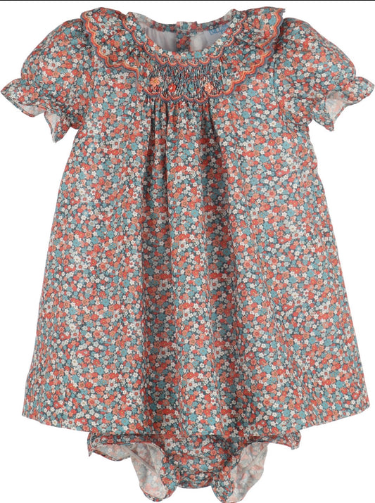 Luli & Me Floral Vintage Bishop-Blue