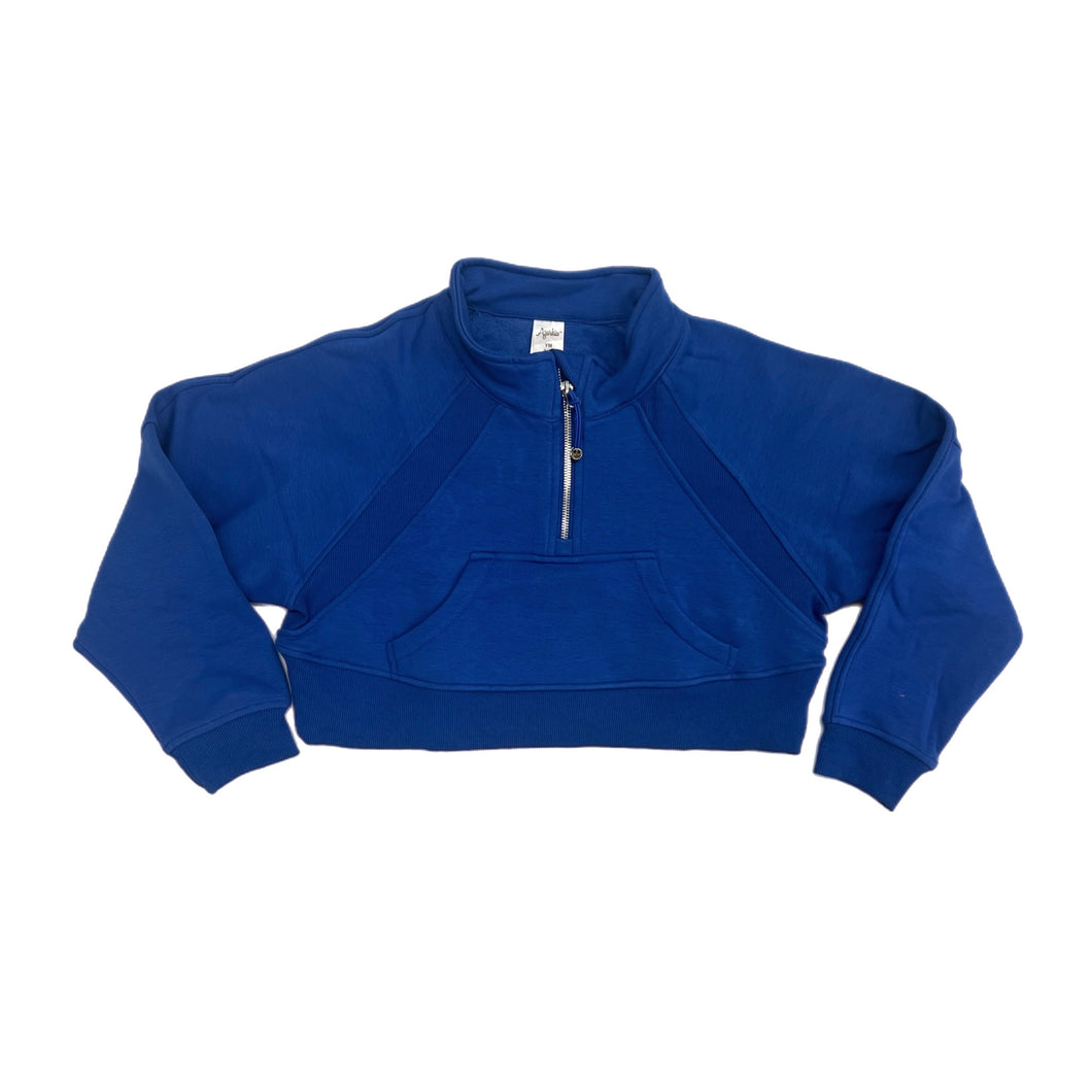 Azarhia Cropped 1/4 Zip Sweatshirt-Royal Blue