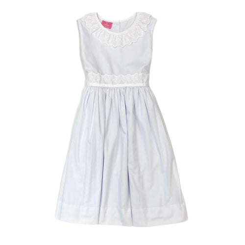 Claire & Charlie White Pique Dress with Ruffle Neck