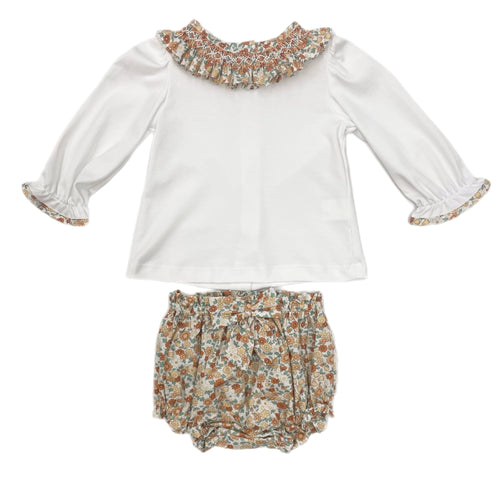 Petit Bebe Orange Liberty Print L/S Bloomer Set