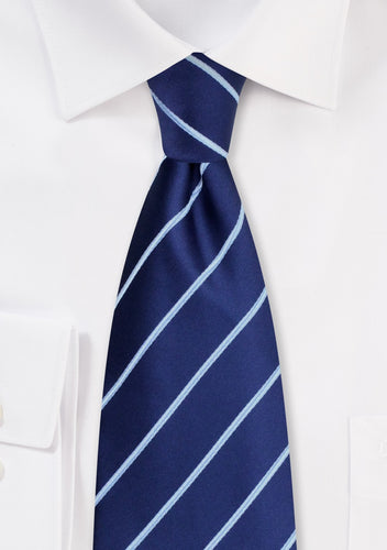 Navy Tie w/ Thin Lt. Blue Stripes
