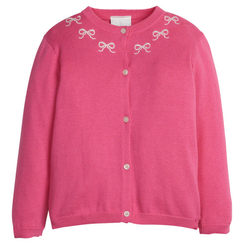LE Embroidered Essential Cardigan-Pink Bows