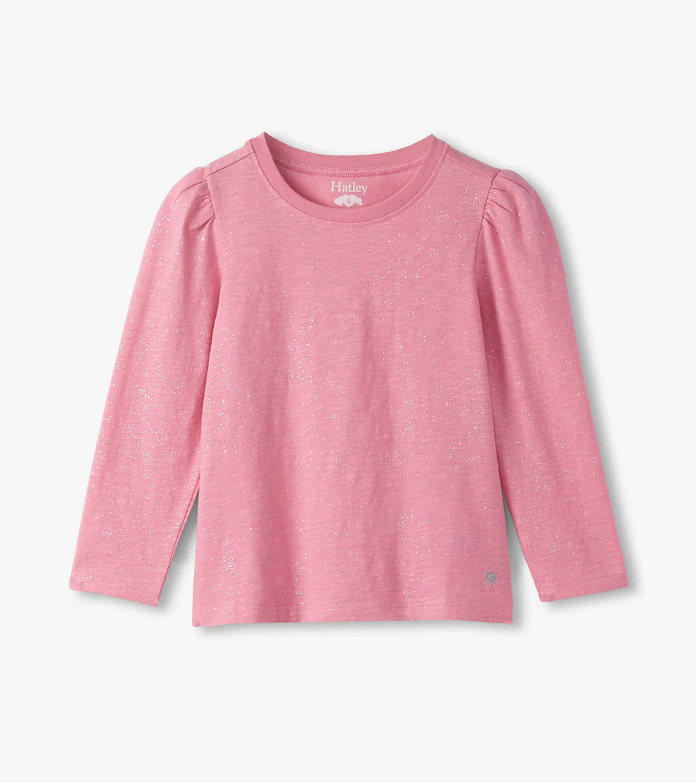 Hatley Pink Sparkle Puff L/S Sleeve Top