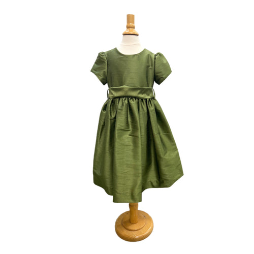 Funtasia Olive Poly Silk Dress with Sash
