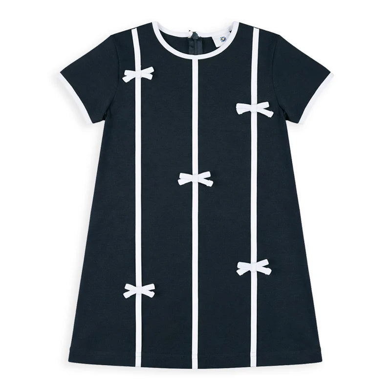 Florence Eiseman Navy Knit Dress w/ Bows