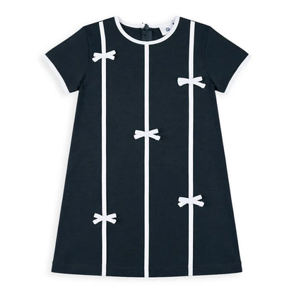 Florence Eiseman Navy Knit Dress w/ Bows
