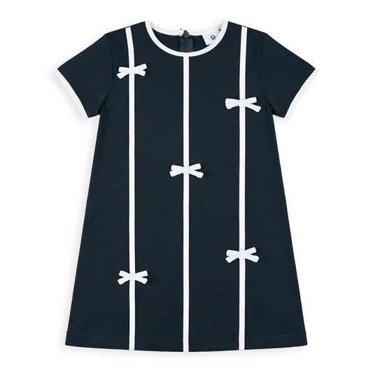 Florence Eiseman Navy Knit Dress w/ Bows