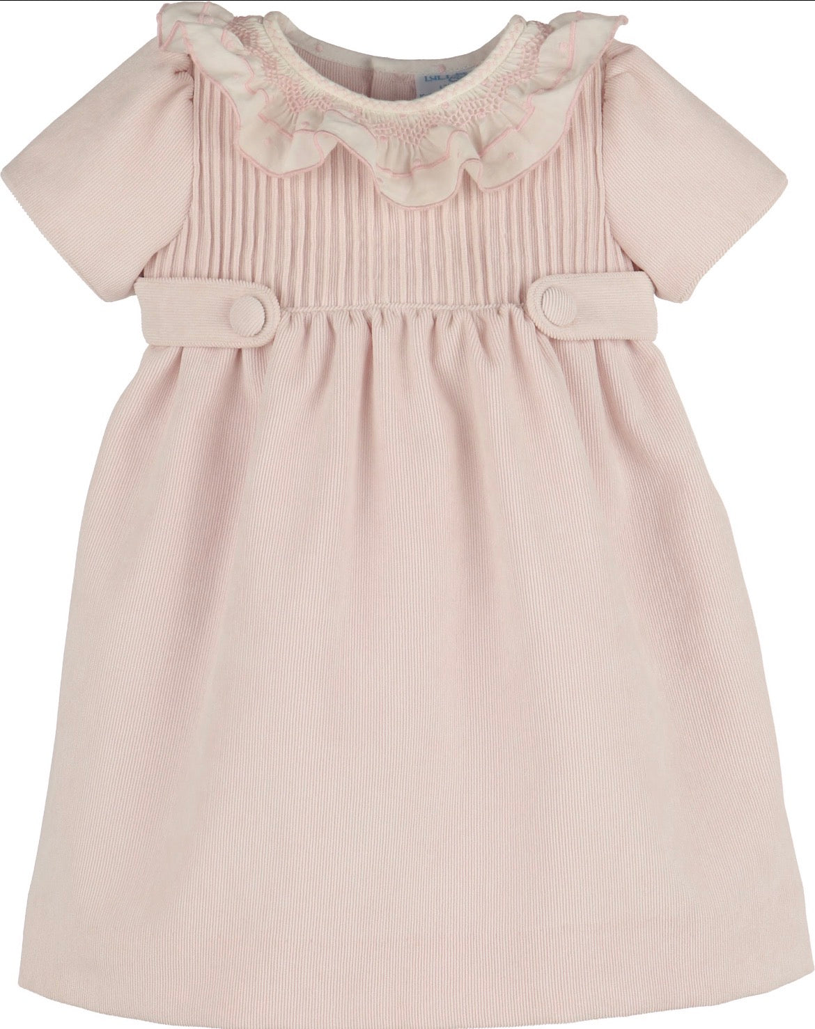 Luli & Me Sweet Corduroy Dress w/ Ruffle Collar-Pink