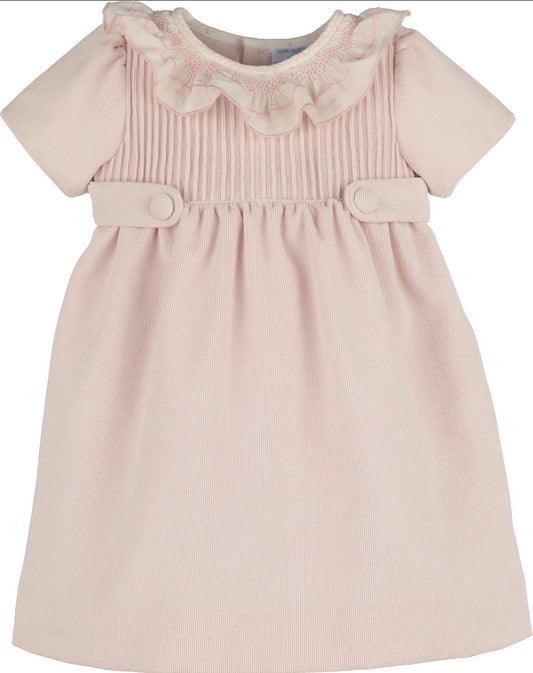 Luli & Me Sweet Corduroy Dress w/ Ruffle Collar-Pink