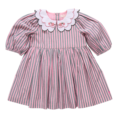 Pink Chicken Darcy Dress-Green Stripe