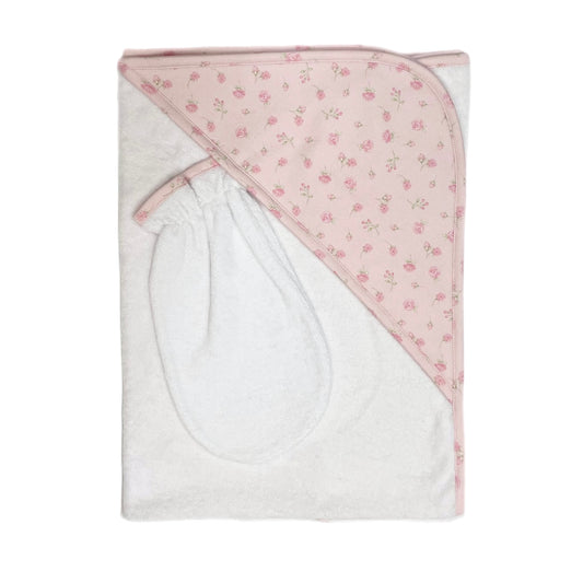 BCC Rosebuds Printed Hooded Towel w/Mitt