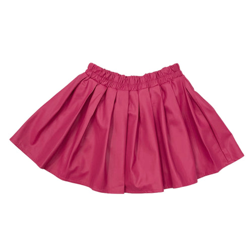 ML Kids Leatherette Pleated Skort-Hot Pink