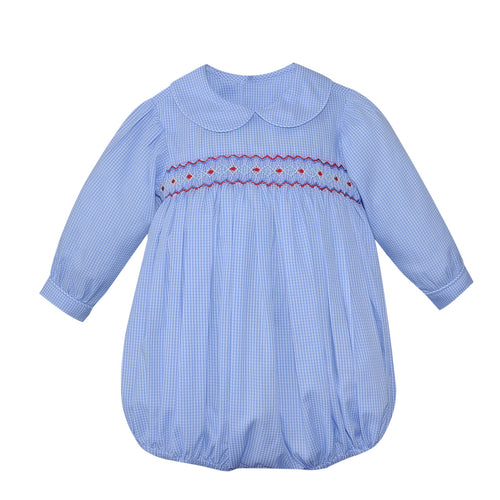RN Finley Royal Blue w/ Red Smock Girl Bubble
