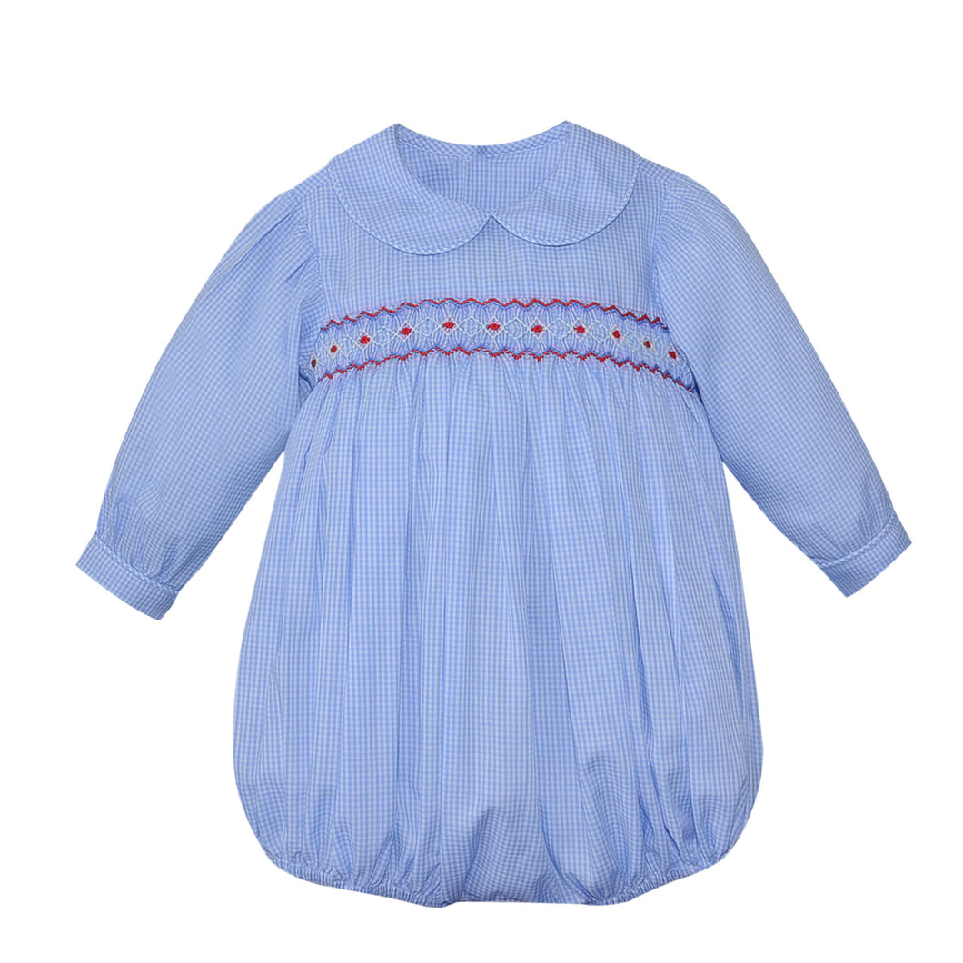 RN Finley Royal Blue w/ Red Smock Girl Bubble