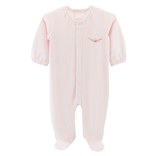 BCC Blossom Moon Footie w/ Lace Trim-Pink