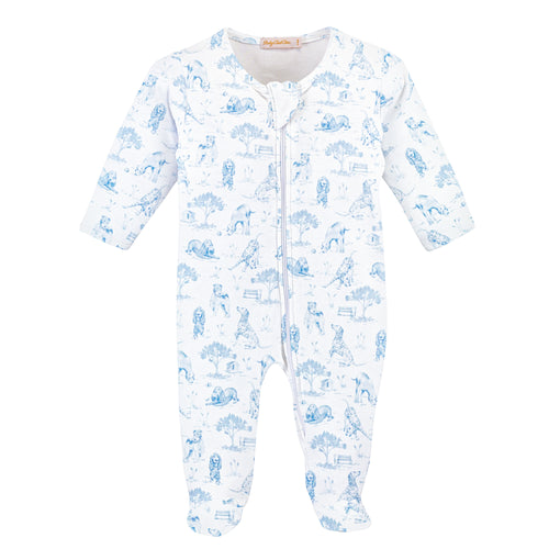 BCC Barking Bliss Blue Printed Zip Footie