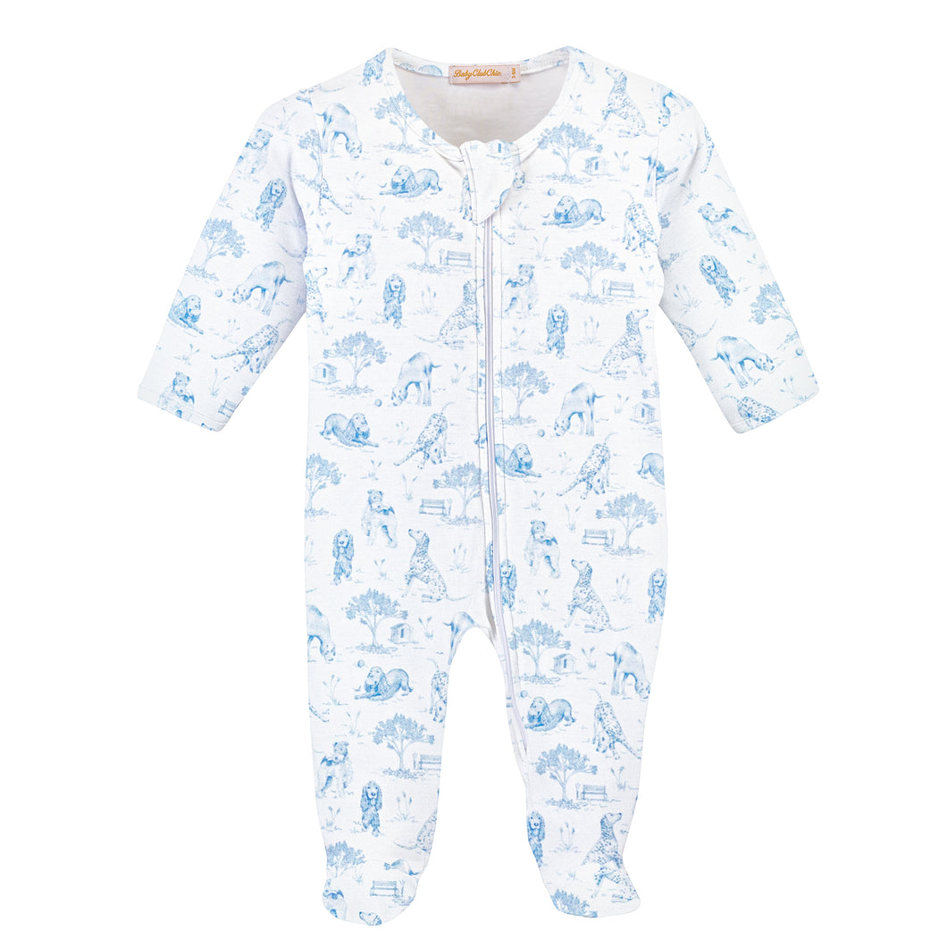 BCC Barking Bliss Blue Printed Zip Footie