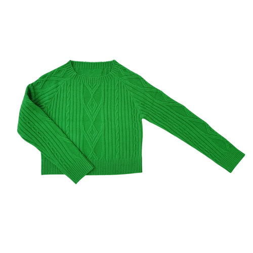 Little Olin Green Braid Knitted Sweater