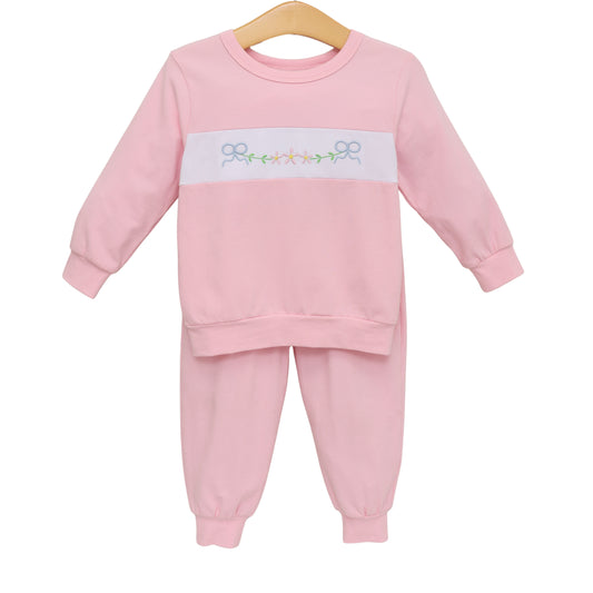 Trotter Street Flower Jogger Set-Pink