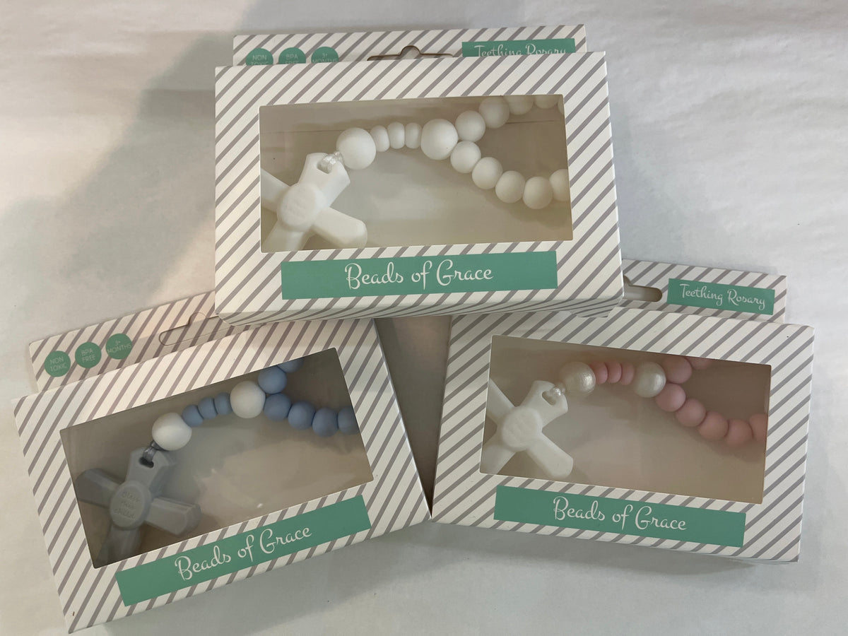 Teething Rosary  White,Pink,Blue,Green