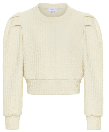 Pleat Peyton Sweatshirt-Textured Cream