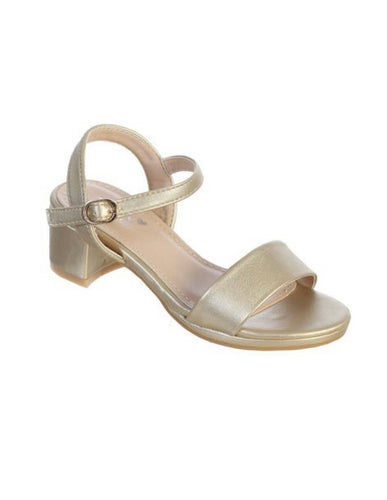 Tip Top Gold Block Heel Sandal