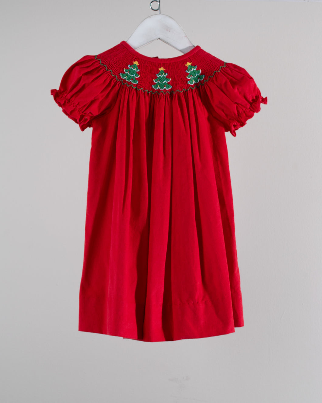 CLO Christmas Tree Smocked Dress-Red