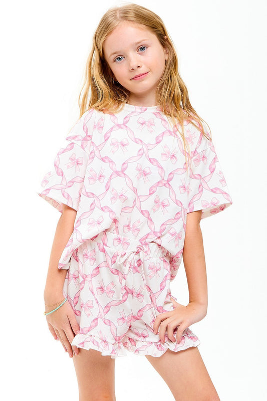 Good Girl Off White Ribbon Print PJ's