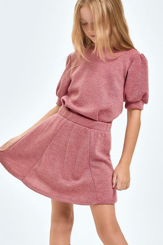Good Girl Mink Lurex Mini Skirt-Mauve/Silver