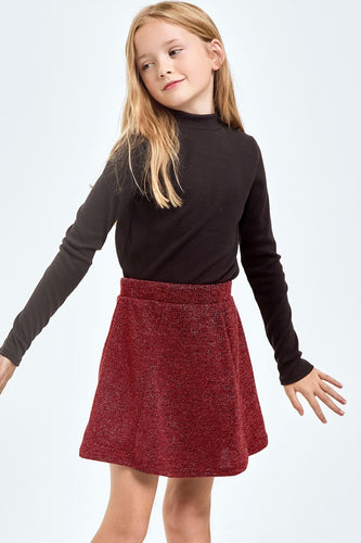 Good Girl Mink Lurex Mini Skirt-Red/Silver