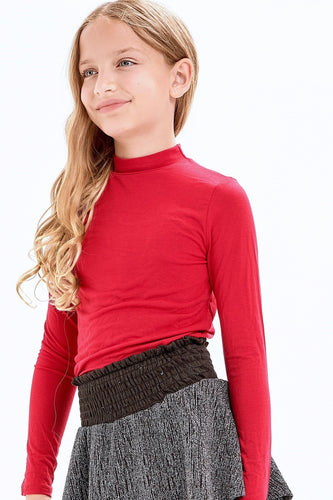 Good Girl Mock Neck L/S Shirt-Red